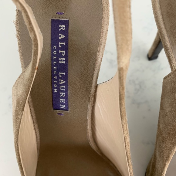Ralph Lauren Collection taupe suede slingback 7b - Picture 3 of 6